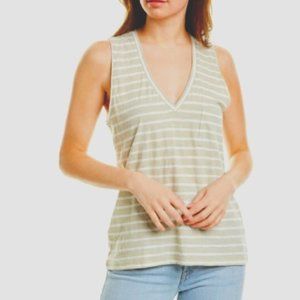 Madewell Whisper Cotton Stripe V-Neck Pocket Tank